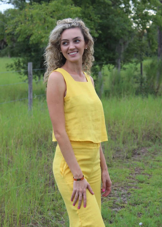 GENTLE LINEN TOP AND PANTS SET