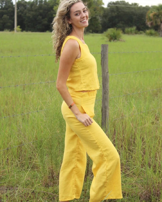 GENTLE LINEN TOP AND PANTS SET